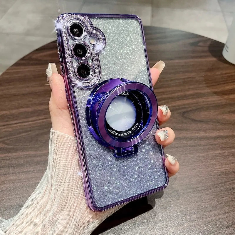 Luxury Glitter Ring Bracket Anti-Drop Phone Case For Samsung Galaxy A57/37/17/07 A56/36/26/16/06 A55/35/25/15/05s Protector Case