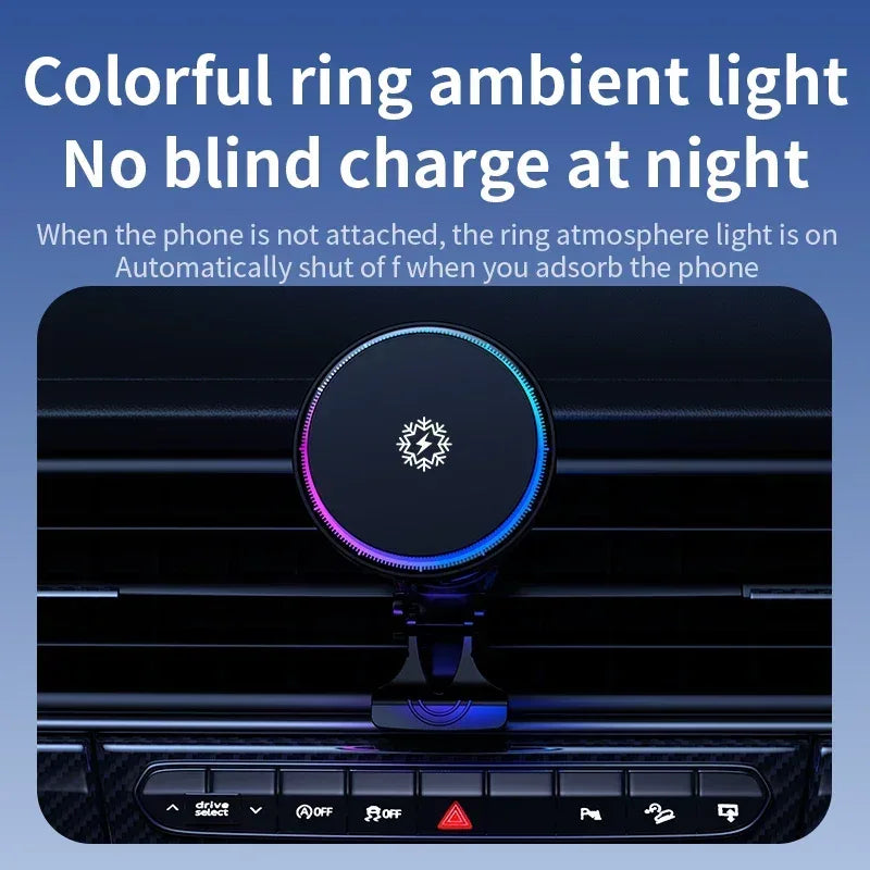 Ice Cooling Magnetic Wireless Car Charger Fast Charging Station for iPhone15 14 13 12 Pro Max 15W Magnet Car Phone Holder Stand - Urbizia