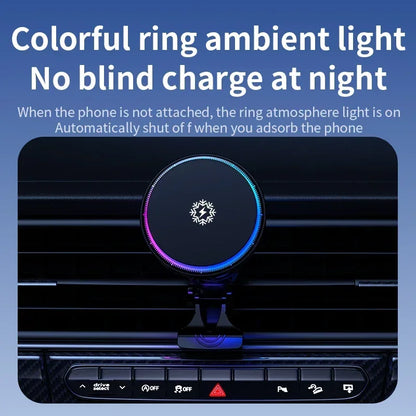 Ice Cooling Magnetic Wireless Car Charger Fast Charging Station for iPhone15 14 13 12 Pro Max 15W Magnet Car Phone Holder Stand - Urbizia