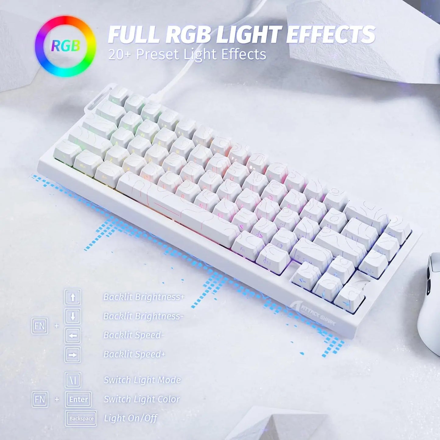 ATTACK SHARK X68 HE Rapid Trigger Mechanical Gaming Keyboard 60% Wired with Adjustable Actuation,Hall Effect Magnetic Switch,8KH
