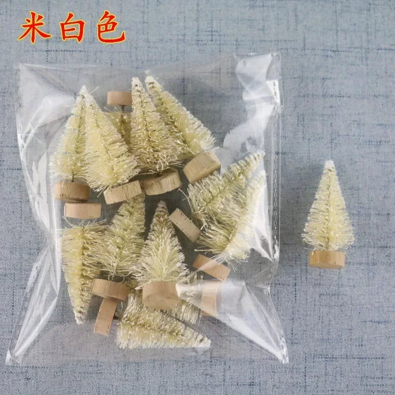 12-Piece DIY Mini Sisal Silk Christmas Trees