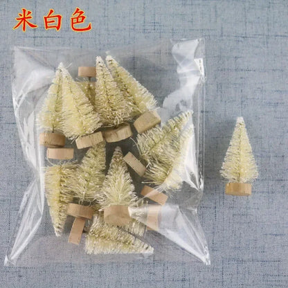 12-Piece DIY Mini Sisal Silk Christmas Trees