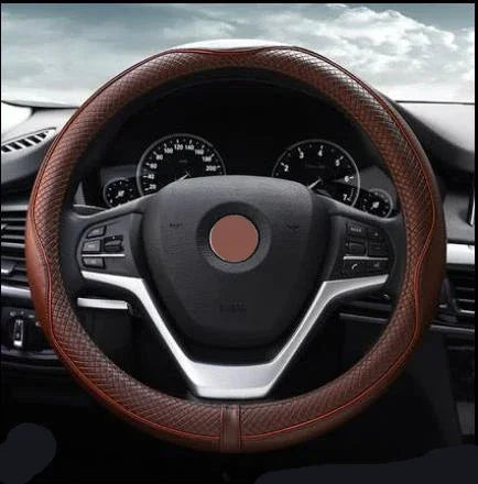 Leather Universal Car Steering-wheel Cover 38CM Car-styling Sport Auto Steering Wheel Covers Anti-Slip Automotive Accessories