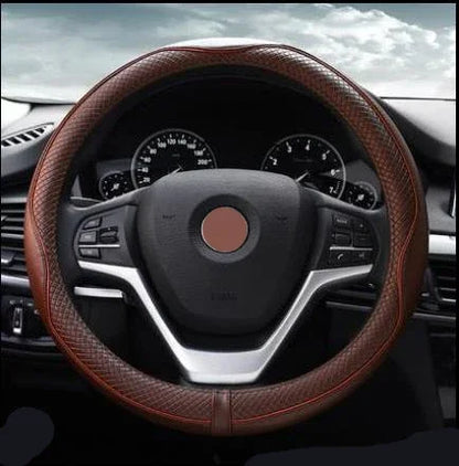 Leather Universal Car Steering-wheel Cover 38CM Car-styling Sport Auto Steering Wheel Covers Anti-Slip Automotive Accessories