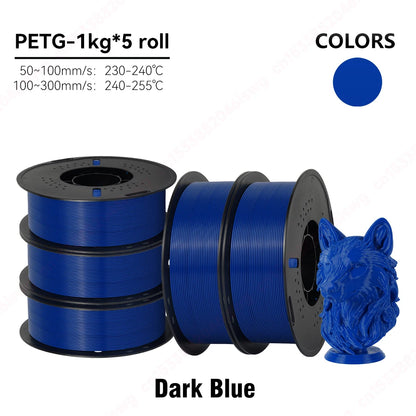 KINGROON 5/10KG PETG 3D Printer Filament 1.75mm +/- 0.03mm 3D Printing Filament Neatly Wound Filament Vacuum Packing Fast Shippi