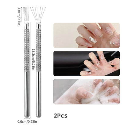 Nail Art Wire Drawing Tool Multifunctional Seven-pin Pen Texture Brush Tools DIY Nail Brush Bendable Feather Pin Painting Lines