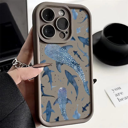 Whale Printed Soft TPU Case for iPhone Series