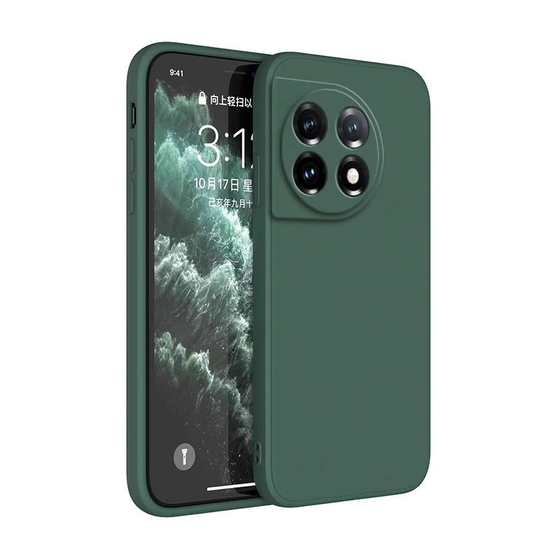 Soft Back Cover Phone Case for Oneplus 11 11R 5G Candy Color Liquid Silicone Funda Luxury Straight Edge Original Protect Housing