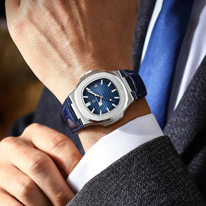 POEDAGAR Casual Square Men's Watch Waterproof Date Luminous Leather Man Quartz Watch High Quality Luxury Fashion Watches For Men