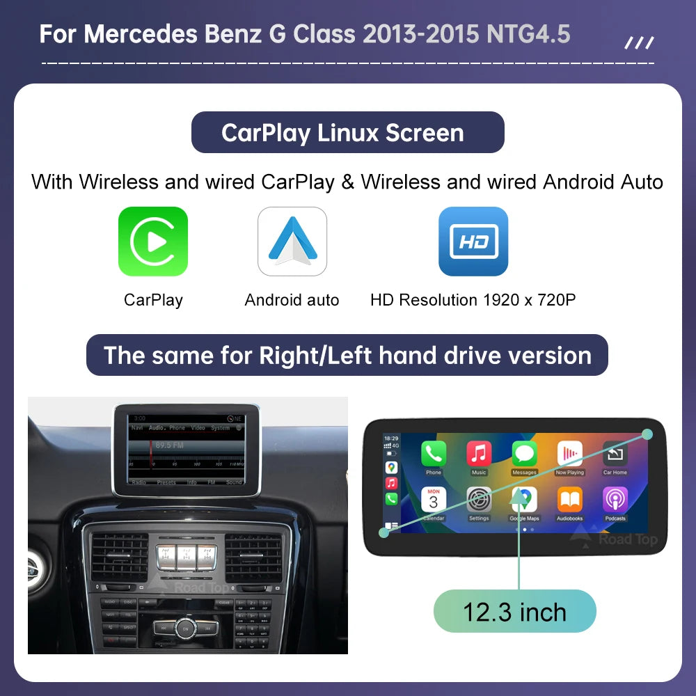 Linux Touch Screen for Mercedes Benz G Class W463 2013-2018 GPS With Wireless Carplay Android Auto Airplay Mirroring Car Radio