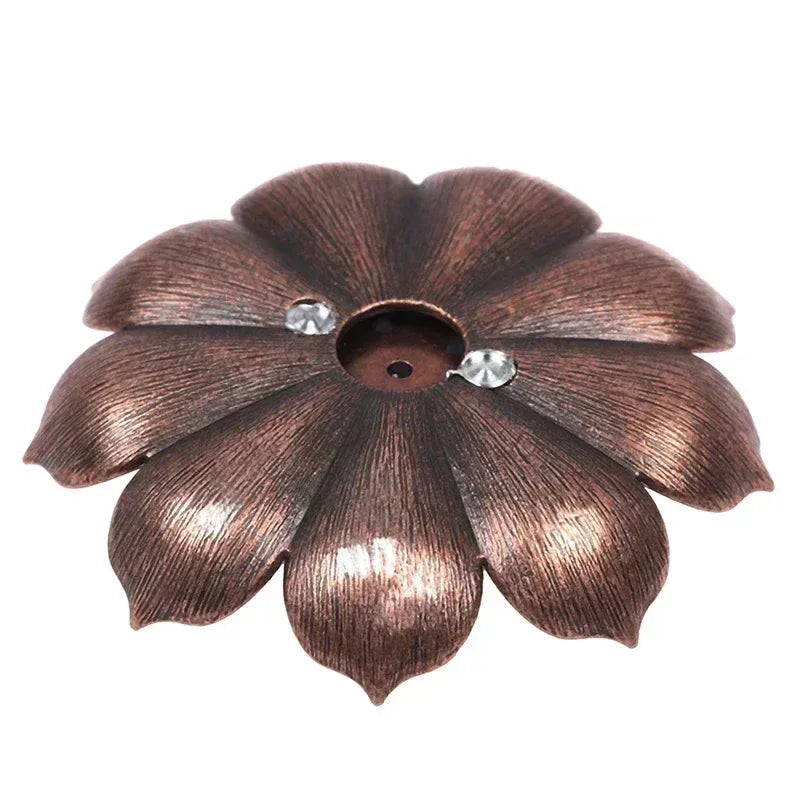 New 1PC Alloy Incense Burner Stick Holder Plate Buddhism Lotus Censer Nasturtium Bronze Incense Burner - Urbizia