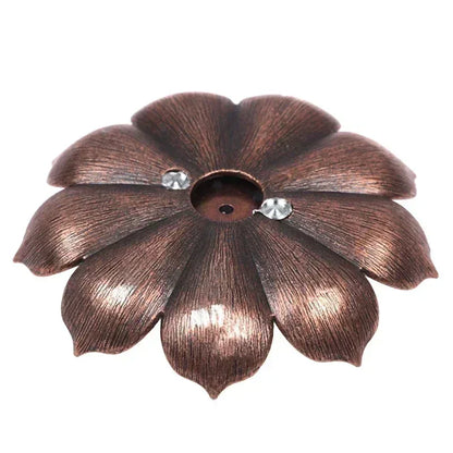 New 1PC Alloy Incense Burner Stick Holder Plate Buddhism Lotus Censer Nasturtium Bronze Incense Burner - Urbizia