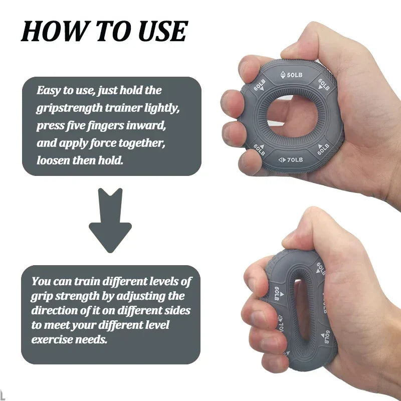 Silicone Adjustable 20-90LB Hand Grip Arm Strength Exercise Gripping Ring Fitness Gym Finger Forearm Trainer Carpal Expander - Urbizia