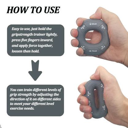 Silicone Adjustable 20-90LB Hand Grip Arm Strength Exercise Gripping Ring Fitness Gym Finger Forearm Trainer Carpal Expander - Urbizia