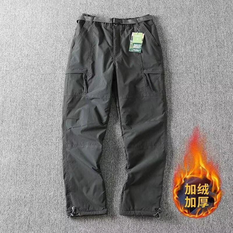 Outdoor Workwear Pants Men's Loose Fleece Lined Thick Soft  Hiking Mountain Climbing Windproof Waterproof Jacket Pants