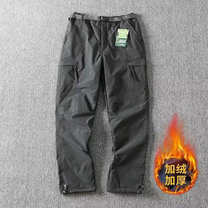 Outdoor Workwear Pants Men's Loose Fleece Lined Thick Soft  Hiking Mountain Climbing Windproof Waterproof Jacket Pants