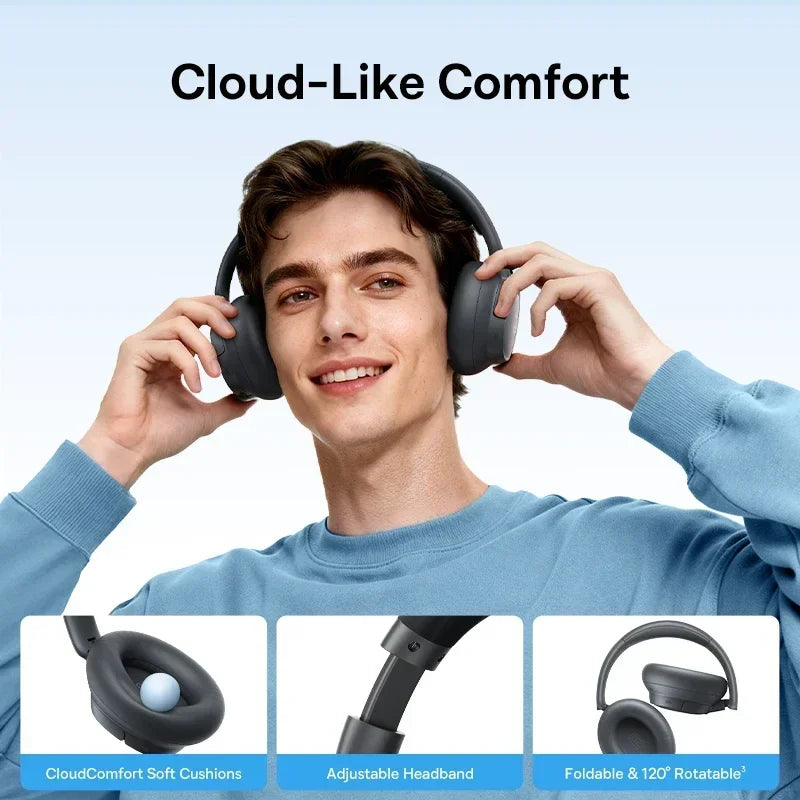 Baseus Bass BH1 NC Lite ANC Wireless Headphones 95% Noise Cancelling Headsets Headphone Bluetooth 6.0 80H Over Ear Earphones