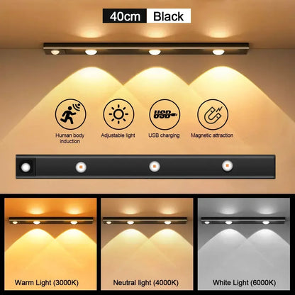 Motion Sensor Light LED Sensor Lamp Wireless Ultra Thin USB LED For Kitchen Cabinet Bedroom Wardrobe Indoor Lighting Night Light - Urbizia