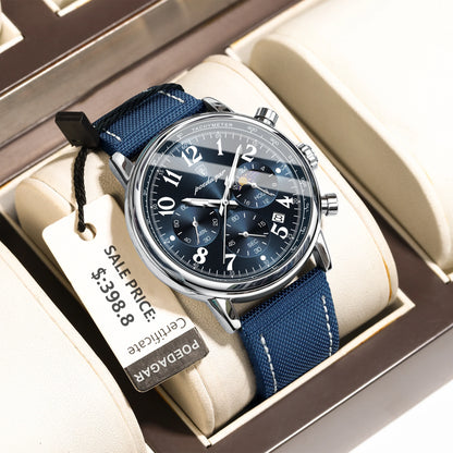 POEDAGAR Luxury Sports Military Men Watch Waterproof Luminous Chronograph Nylon Leather Date Man Wristwatch Quartz Men's Watches