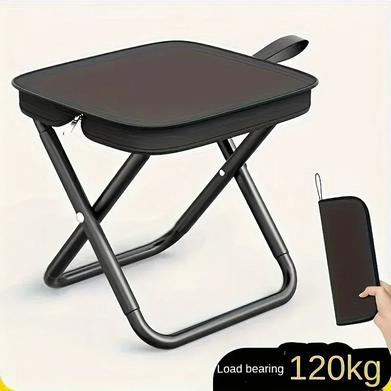 Portable Folding Camping Stool With Handle And Zipper Seat - Urbizia