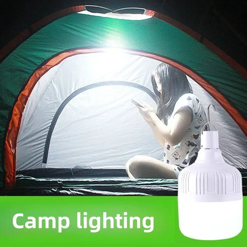 2pcs Rechargeable LED Indoor Outdoor Emergency Hookup Portable Lights with Battery Flashing Lights Barbecue Tent Camping Lights - Urbizia