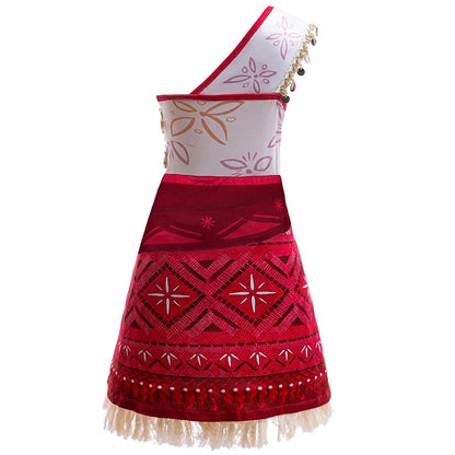 Girls Moana 2 Movie Dress – Halloween Party Adventure Costume & Princess Outfit with Vaiana Pet Pig Accessories