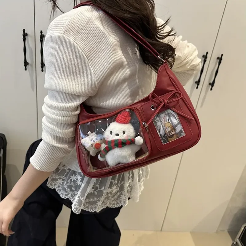 Y2k Harajuku Shoulder Bag Women Korean Transparent Ita Bag School Crossbody Bag Female Japanese Designer Preppy Handbag Purse