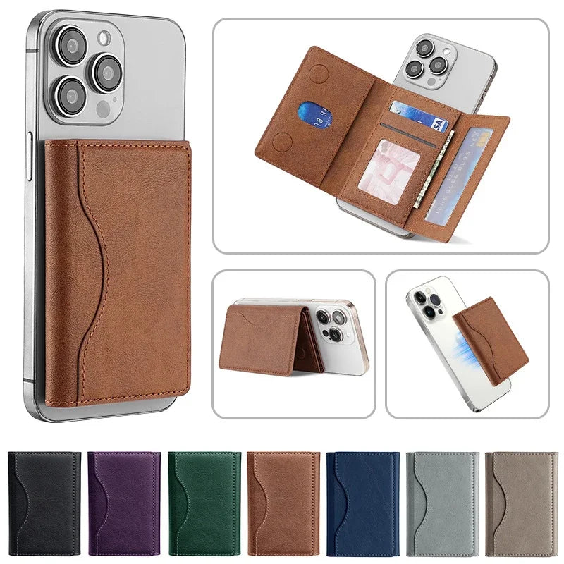 Magsafe PU Leather Card Holder for Men & Women - Stylish Magnetic Card Wallet for Phone 16/15/14/13/12 Pro Max Mini