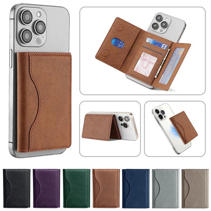 Magsafe PU Leather Card Holder for Men & Women - Stylish Magnetic Card Wallet for Phone 16/15/14/13/12 Pro Max Mini