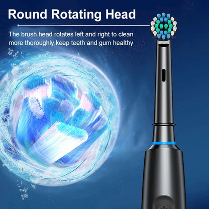 Electric Toothbrush Rotary Rechargeable Electric Toothbrush for Adults Rotating Electric Toothbrushes with 8 Soft Brush Heads - Urbizia