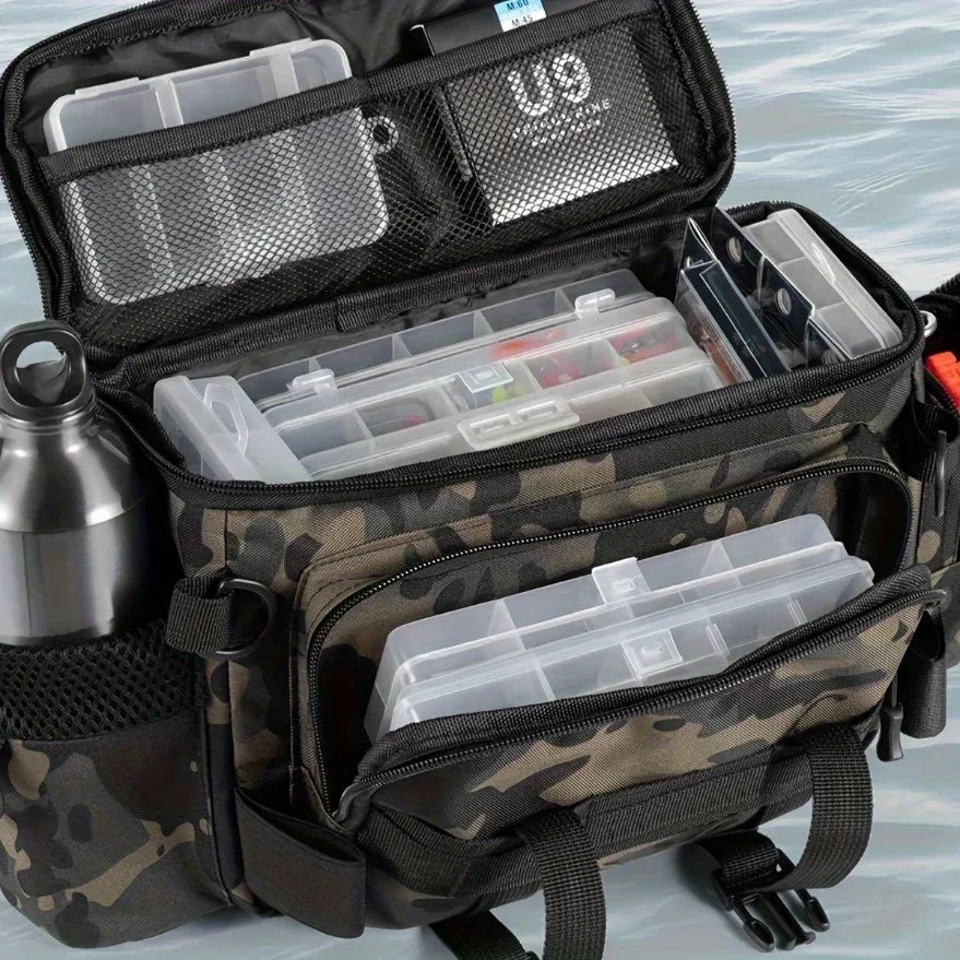 A practical fishing gear bag - canvas waist bag crossbody shoulder bag, universal travel sports bag