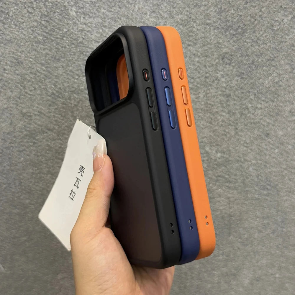 Luxury New Metal Buttons Matte Transparent Phone Case For iPhone 17 Pro Max 17Pro 17 Air Skin Feel Shockproof Bumper Clear Cover