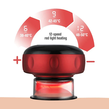 Smart Electric Vacuum Cupping Massager Heated Suction Body Scraper for Back Neck Arm 6/12 Levels Fatigue Relief