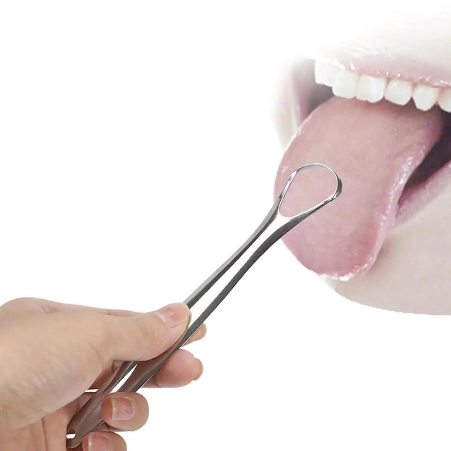 Stainless Steel Tongue Scraper, Portable Oral Care Tool, Removes Coating & Bad Breath, Easy to Clean