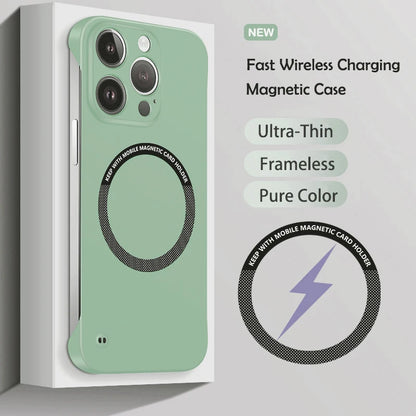 Luxury Ultra Slim Magnetic Frameless Solid Color Phone Case for Magsafe iPhone 13 12 Mini 11 Pro XR X XS Max Shockproof Cover