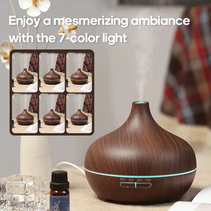 Wood Grain Aromatherapy Diffuser USB Humidifier Desktop Air Purifier Aroma Cool Mist Difusor/Essential oil set - Urbizia