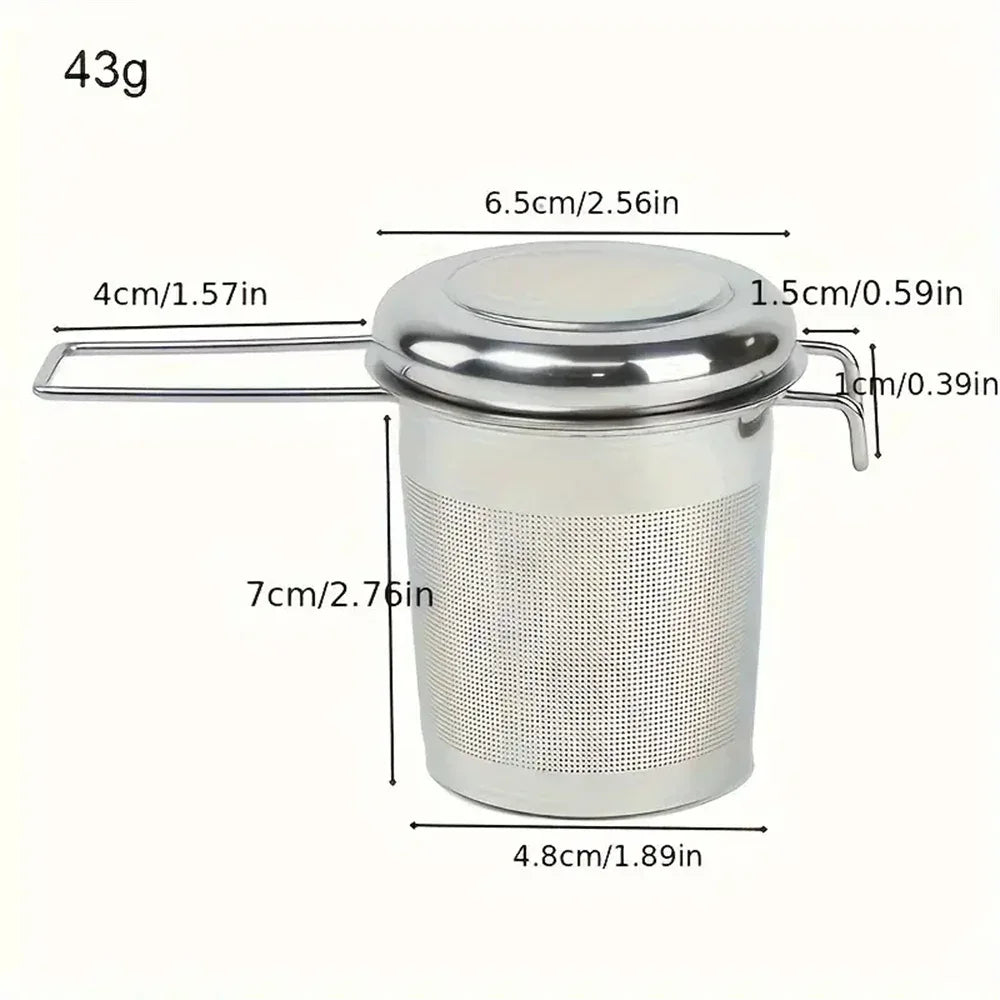 Stainless Steel Tea Infuser with Lid & Handle Strainer