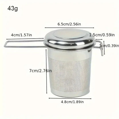 Stainless Steel Tea Infuser with Lid & Handle Strainer