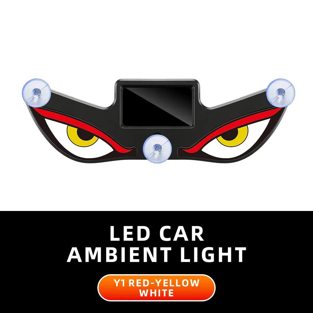 Solar Powered Car Neon Light Wireless Cool DEMON EYE Led Ambient Light Suction Cup USB Rechargeable Atmosphere Breathing Lamp