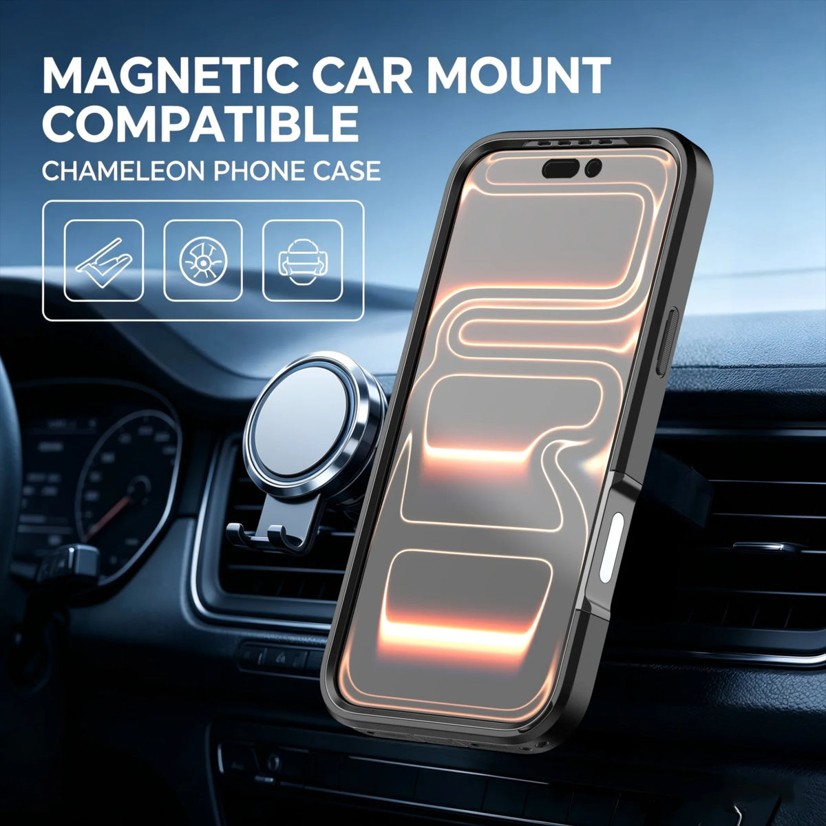 Three Anti-Contrast Case for IPhone18 Pro Mobile Phone with Magnetic Suction Rotating Bracket 17ProMax Protective Case