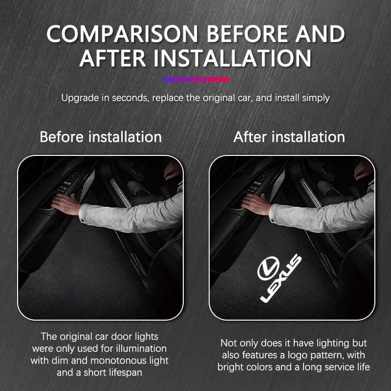 LED Car Door Logo Projector Welcome Ghost Shadow Light Accessories For LEXUS RX ES GX LS LX IS GS RC UX IS250 IS300 IS350 ES300