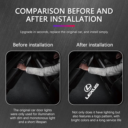 LED Car Door Logo Projector Welcome Ghost Shadow Light Accessories For LEXUS RX ES GX LS LX IS GS RC UX IS250 IS300 IS350 ES300