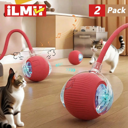 Dog Cat Interactive Ball Toy Automatic Rolling Ball Faux Tail Rechargeable Smart Pet Electric Toy Dog Cat Training Imitate Mouse - Urbizia