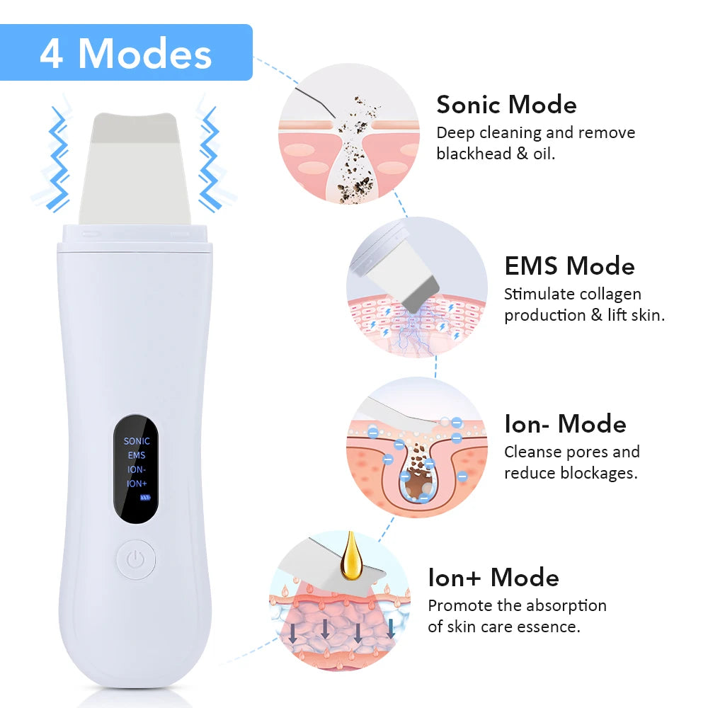 Ultrasonic Skin Scrubber Ion Deep Cleansing Facial Device