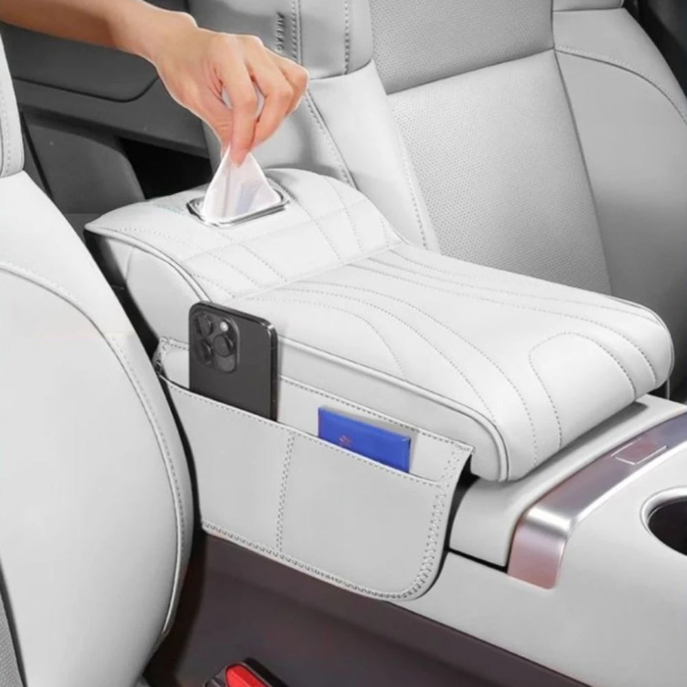 2026 New Universal Memory Foam Car Armrest Booster Pad with Storage Pocket Comfort Cushion for Driver Auto Interior Accessories