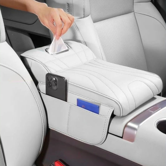 2026 New Universal Memory Foam Car Armrest Booster Pad with Storage Pocket Comfort Cushion for Driver Auto Interior Accessories