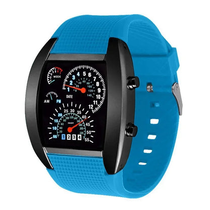 Racing dashboard electronic watch fashion sports aviation LED electronic watch men and women students personalised watch - Urbizia
