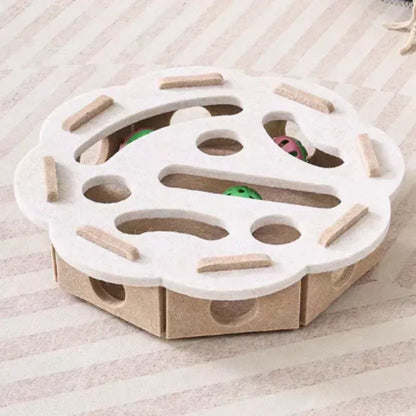 Pet Cat Puzzle Maze Holes Toys Felt Box With Bell Ball Kitten Playing Toys Interactive Funny Cat Supplies - Urbizia