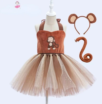 Baby Girls Halloween Animal Cosplay Costume – Forest Theme Tutu Dress for Birthday Party
