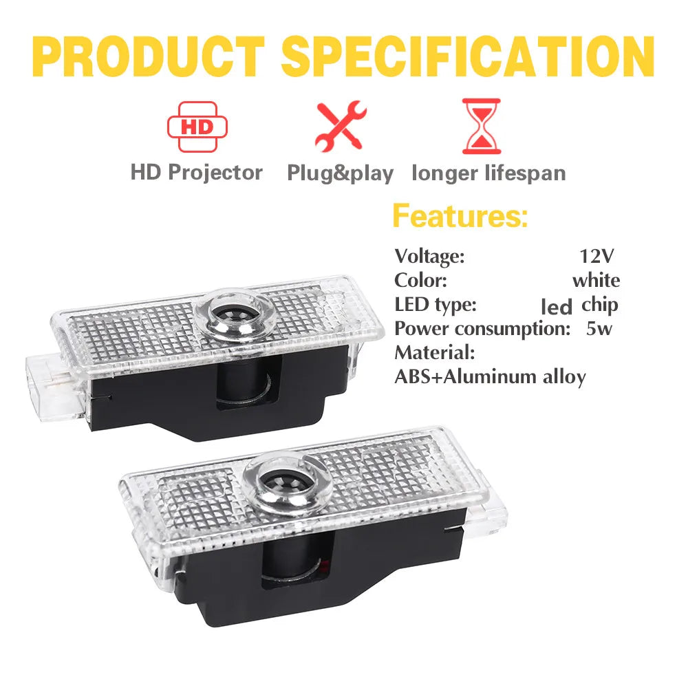 2X LED Car Door Projector Ghost Shadow Welcome Light Accessories For BMW E60 E46 E61 F10 E90 E92 E93 E91 F30 E63 E65 E66 E67 E68